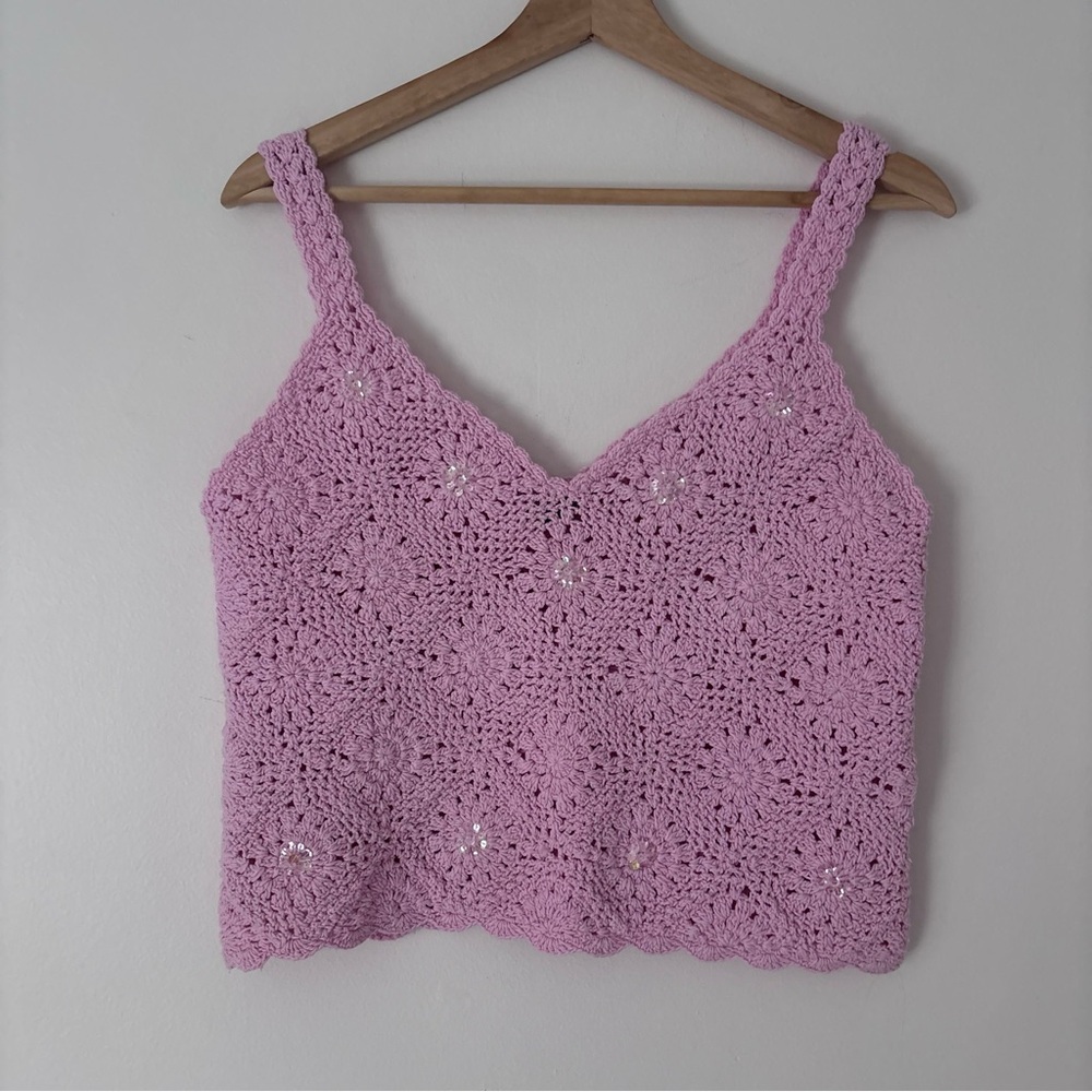 Pink Crochet Camisole Top Size L